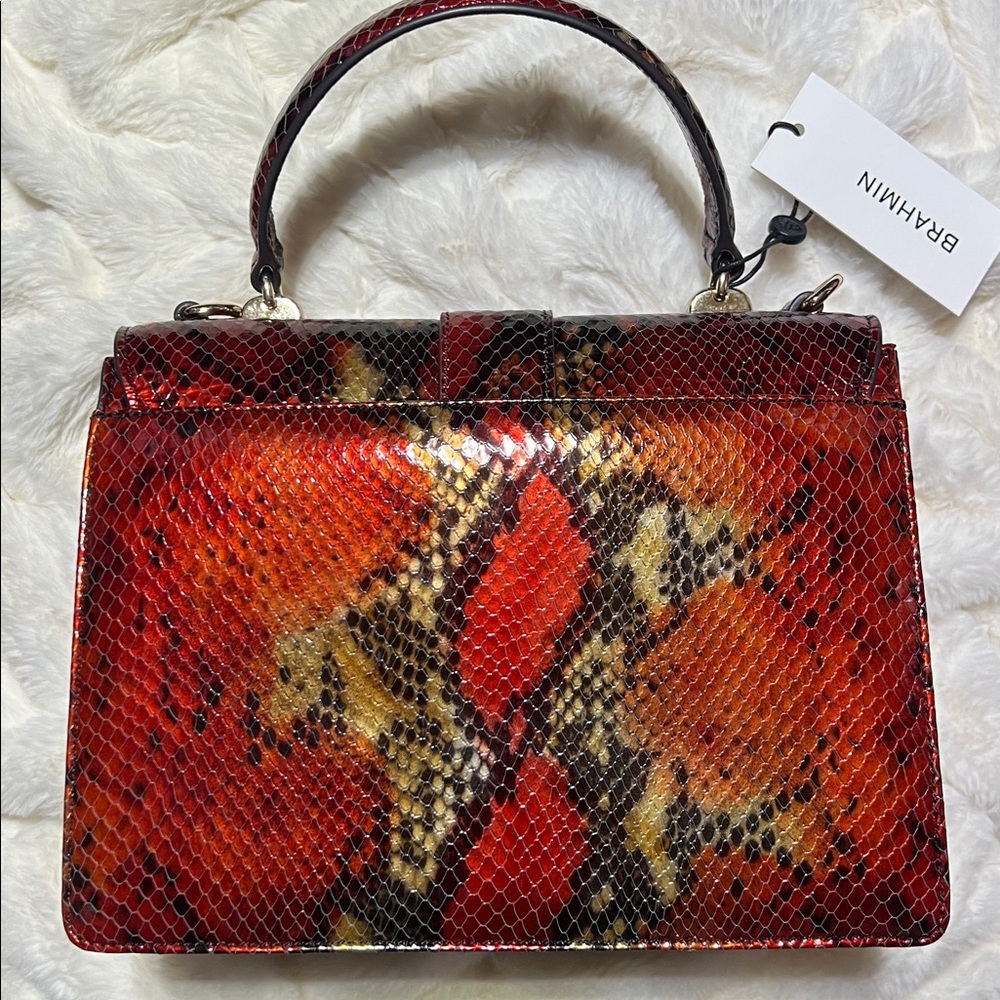 BRAHMIN Mini Francine Satchel with matching Veronica Wallet/Crimson Rosebay NWT - Picture 3 of 15